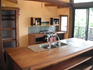 Kitchen, pantry, stainless steel gas stove, island bench, double