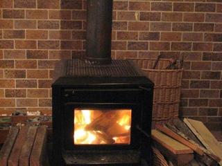 Slow combustion heater in living room