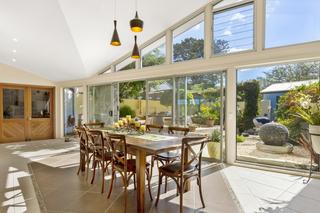family dining to courtyard