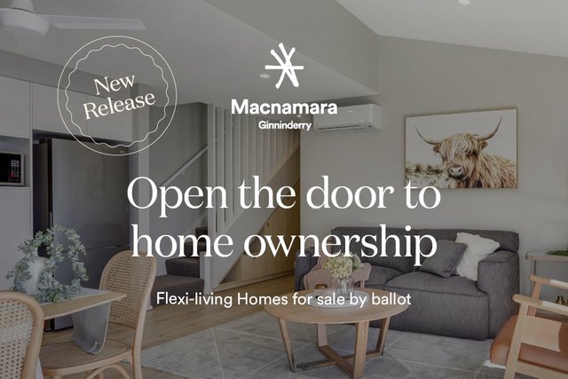 Macnamara at Ginninderry - 3 bedroom Flexi-living Homes for sale by ballot, from $750,000, ACT 2615